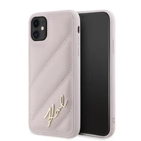Karl Lagerfeld Diagonal Quilted Script dėklas telefonui iPhone 11 / Xr - rožinis