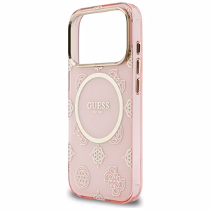 Guess IML Peony Dot MagSafe dėklas for iPhone 17 Pro - rožinis
