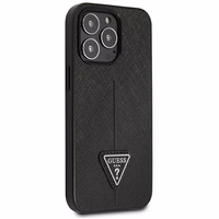 Guess GUHCP14LPSATLK iPhone 14 Pro 6.1 "juodas/juodas kietas dėklas SaffianoTriangle Logo