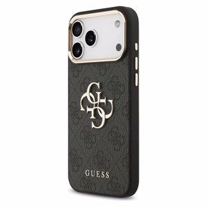 Guess 4G Big 4G Classic Logo dėklas telefonui iPhone 17 Pro Max - juodas ir auksinis