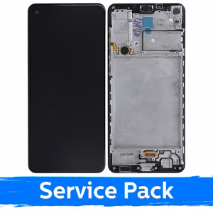 Ekranas skirtas Samsung A217 2020 A21s juodas su rėmeliu (Service Pack)