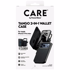 CARE by PanzerGlass Funkcinis Tango 2in1 Piniginės dėklas Magnetinis iPhone 17 Pro Max - Juodas