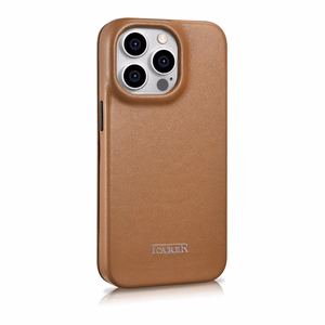 iCarer CE Premium odinis folio dėklas iPhone 14 Pro su MagSafe magnetiniu flipu - raudonas