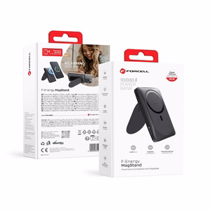 Išorinė baterija suderinama su MagSafe Forcell F-Energy MagStand F10K2 QC3.0 PD 5A 20W 10000 mAh juoda