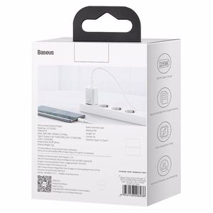 Charger Baseus Super Si 25W USB-C + USB-C to USB-C cable 1.0m white TZCCSUP-L02