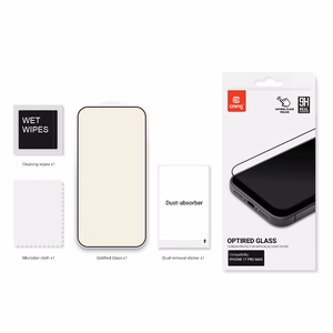 Crong OptiRed Glass grūdintas apsauginis ekrano stiklas su mėlynos šviesos filtru, skirtas iPhone 17 Pro Max