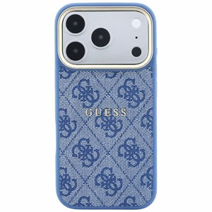 Dėklas Guess PU Leather 4G Gold Frame Embossed MagSafe Apple iPhone 18 Pro Max mėlynas
