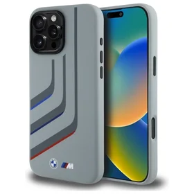 BMW Silikoninis Sukantys Linijos Magnetinis dėklas iPhone 16 Pro Max - pilkas