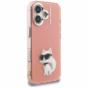 Karl Lagerfeld IML Aquarelle Choupette & Logo iPhone 16 deklas - rozinis