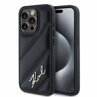 Karl Lagerfeld Diagonal Quilted Script dėklas telefonui iPhone 13 Pro / 13 - juodas