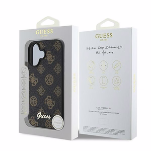 Dėklas telefonui Guess Peonijos šriftas MagSafe iPhone 16 Plus - juodas
