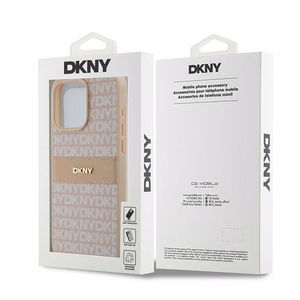 DKNY odinis Mono Stripe ir Metal Logo dėklas telefonui iPhone 15 Pro Max - rožinis