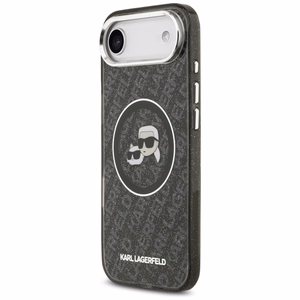 Karl Lagerfeld IML Blizgučiai Karl & Choupette Heads Logo Magnetinis iPhone Air dėklas - juodas
