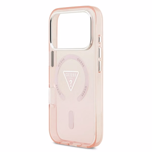 GUESS magnetinis dėklas telefonui IPHONE 17 Pro, suderinamas su MagSafe GUHMP17LHGTMLCGP (IML gradientinis dėklas su trikampiu logotipu) rožinis