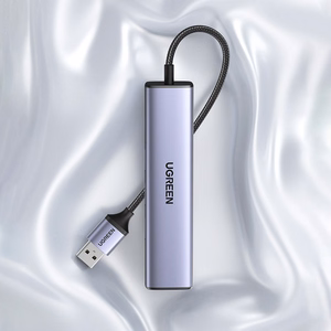 Ugreen CM475 daugiafunkcis šakotuvas USB 3.0 - 3x USB / Ethernet RJ-45 / USB Type-C PD - pilkas