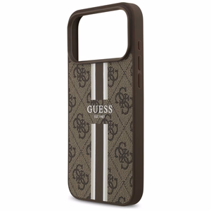 GUESS dėklas telefonui IPHONE 17 Pro Max, suderinamas su MagSafe GUHMP17XP4RPSW (4G Printed Stripes), rudas