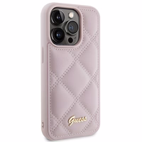 Guess Quilted Metal Logo dėklas telefonui iPhone 15 Pro - rožinė