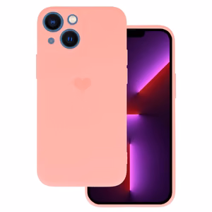 Silikoninis širdies dėklas telefonui Iphone 14 Plus, dizainas 1, rožinis