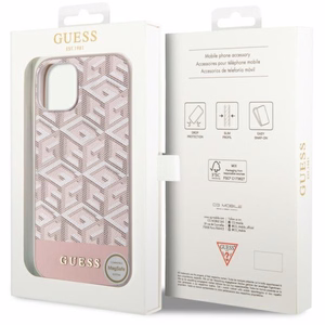 Guess GUHMP14MHGCFSEP iPhone 14 Plus 6.7" rožinė/rožinė kietas dėklas GCube Stripes MagSafe