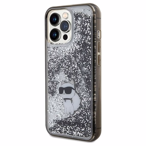 Karl Lagerfeld Liquid Glitter Choupette dėklas telefonui iPhone 13 Pro Max - permatomas