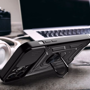 Hybrid Armor Camshield dėklas telefonui iPhone 14 Plus šarvuotas dėklas su kameros dangteliu rožinis