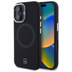 Mercedes MEHMP16S23SUTTK iPhone 16 6.1" juodas/juodas kietas dėklas Silikoninis Toninis Logotipas MagSafe