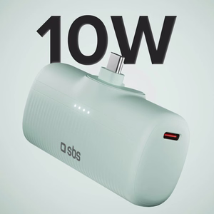 SBS EcoPower 5000 mAh 10W išorinė baterija su įmontuotu USB-C prievadu - žalia