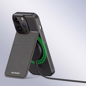 3in1 Piniginės dėklas su stovu iPhone 13 Pro MagSafe RFID Blokatorius Dux Ducis Rafi Mag - juodas