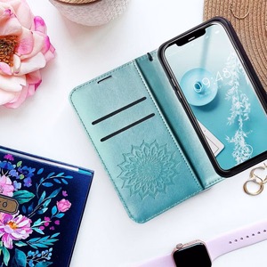 MEZZO knygos tipo dėklas telefonui SAMSUNG S20 FE / S20 FE 5G su mandalos raštu, žalias