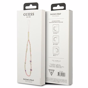 Guess Beads Shell GUSTSHPP riešo dirželis telefonui su karoliukais, rožinis