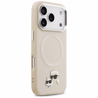 Karl Lagerfeld Karl & Choupette ženkliukų magnetinis dėklas telefonui iPhone 17 Pro Max - smėlinis