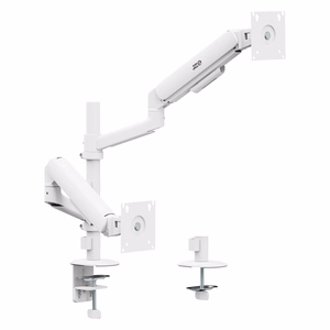 Ergo Office ER-692 W – dvigubas dujinės spyruoklės monitorių laikiklis 17–32 col. ekranams, po 1–10 kg, matinis baltas