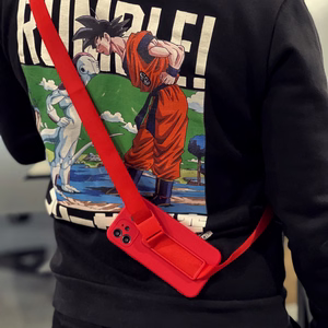 Dėklas telefonui gelinis su grandininė kilpa, iPhone 13 Pro Max raudonas