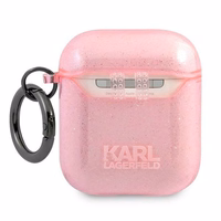 Karl Lagerfeld KLA2UKHGP AirPods dėklas rožinis/rožinis Glitter Karl's Head