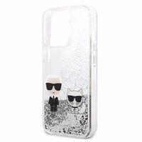 Karl Lagerfeld skystas blizgučiai Karl&Choupette dėklas iPhone 13 Pro / 13 6.1" - sidabrinė
