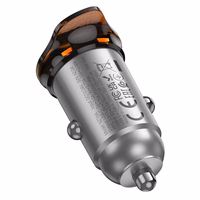 Automobilinis įkroviklis Hoco USB A + USB C PD QC3.0 43W NZ16A metalinis pilkas