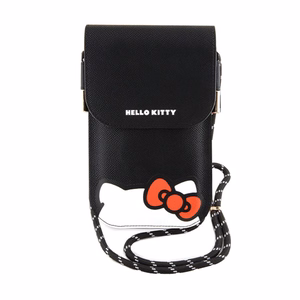 Hello Kitty Hiding Kitty Cord eko odos rankinė telefonui per petį, juoda