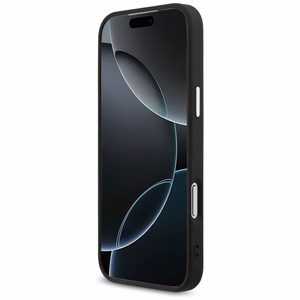 Guess 4G Triangle Logo MagSafe dėklas, skirtas iPhone 17 Pro Max / 18 Pro Max – juodas ir sidabro spalvos