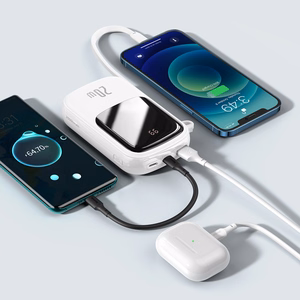Baseus išorinė baterija 20000mAh Qpow Pro - USB + Type C - PD 20W su Lightning kabeliu (PPQD060202) balta