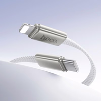 Plokščias kabelis USB C į "Lightning" Hoco PD 30W 1 m X125 baltas