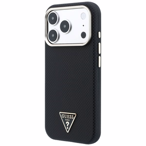 Guess Kevlar Triangle Logo MagSafe dėklas, skirtas iPhone 17 Pro / 18 Pro – spalva: juoda