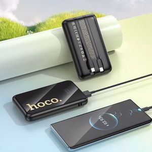 Išorinė baterija Hoco 10000 mAh QC PD 22,5W su integruotais laidais USB C + Lightning Q37 juoda