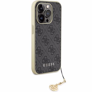 Guess GUHCP15LGF4GGR iPhone 15 Pro 6.1" pilkas/pilkas kietas dėklas 4G Pakabukų Kolekcija