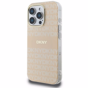 DKNY Kartojamas tekstūros raštas ir juosta magnetinis iPhone 16 Pro dėklas - rožinis