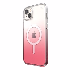 Speck Presidio Perfect-Clear + Ombre + MagSafe case for iPhone 15 Plus / 14 Plus, with Microban antimicrobial protection, Clear / Vintage Rose Fade