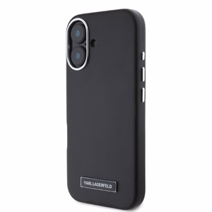 Karl Lagerfeld FW Metal Plate MagSafe iPhone 16 dėklas - juodas