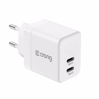 Crong Ultra Compact GaN - tinklo įkroviklis 2x USB-C 35W PD 3.0 with PPS (baltas)