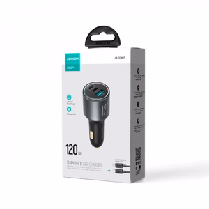 Automobilinis įkroviklis Joyroom JR-CCN07, pilkas, 100W (2xPD / 1xQC3.0) + Type-C / Type-C 100 cm laidas