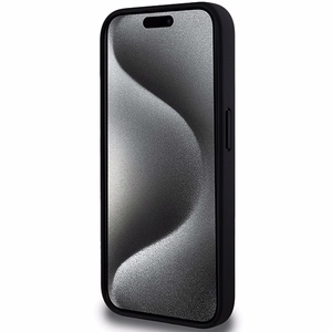 BMW perforuotas trispalvės linijos dėklas telefonui iPhone 15 Pro - juodas