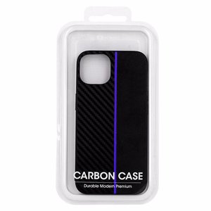 Tel Protect CARBON dėklas telefonui Iphone 13 Pro Max juodas su mėlyna juostele